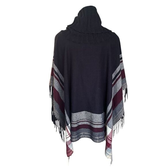 Indigo Soul Sweater Cowl Neck Blanket Poncho Navy OS NWT - Picture 2 of 6